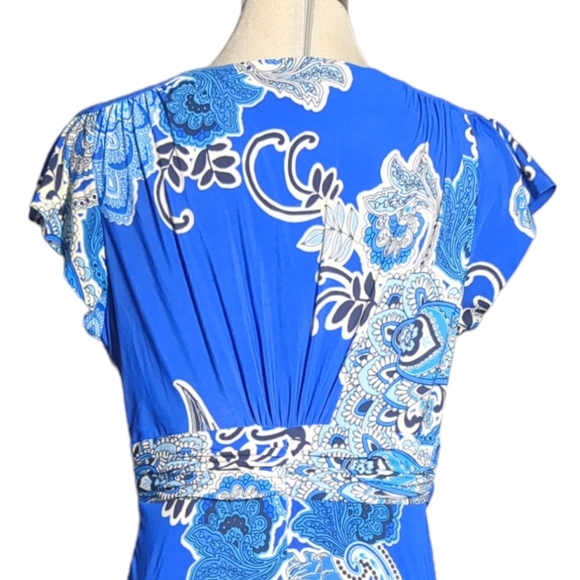 Evan Picone Blue Print Flare Dress Size 10 - Picture 9 of 16